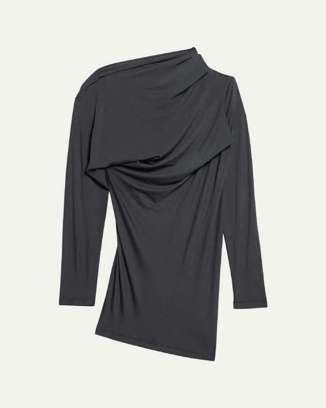 Draped Long-Sleeve Cloud Jersey Top